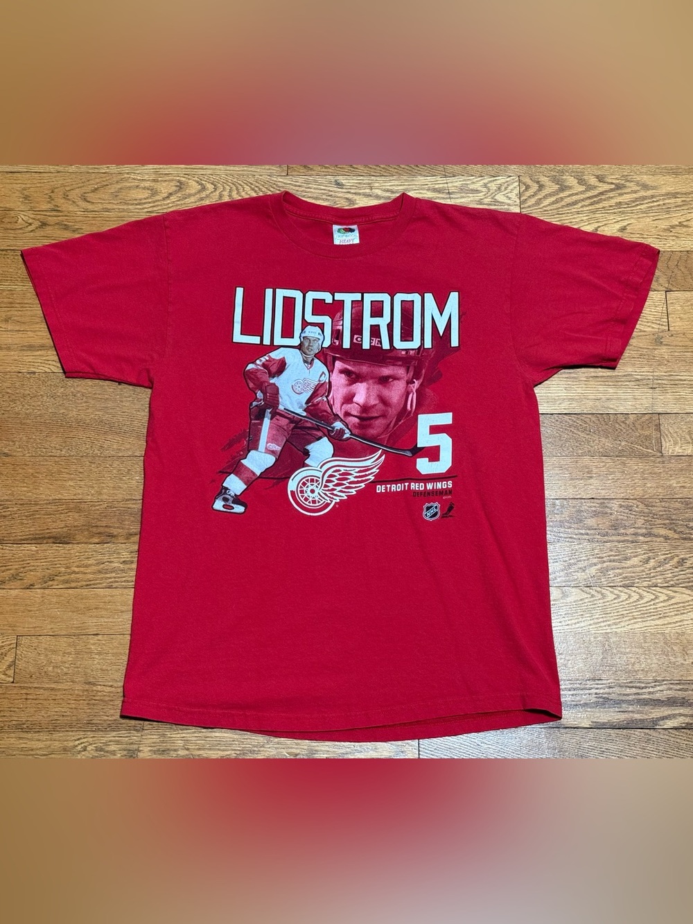 VTG NHL Detroit Red Wings Nicolas Lidstrom Unisex (Large) Fruit of the Loom Tee